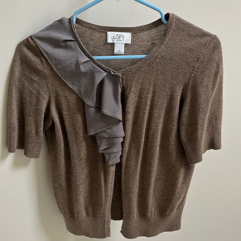 LOFT cotton/silk blend half-sleeved cardigan, size SP